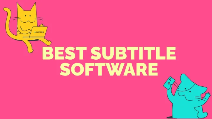 Image of the Kapwing mascot (a cat) with the text "Best subtitle software."
